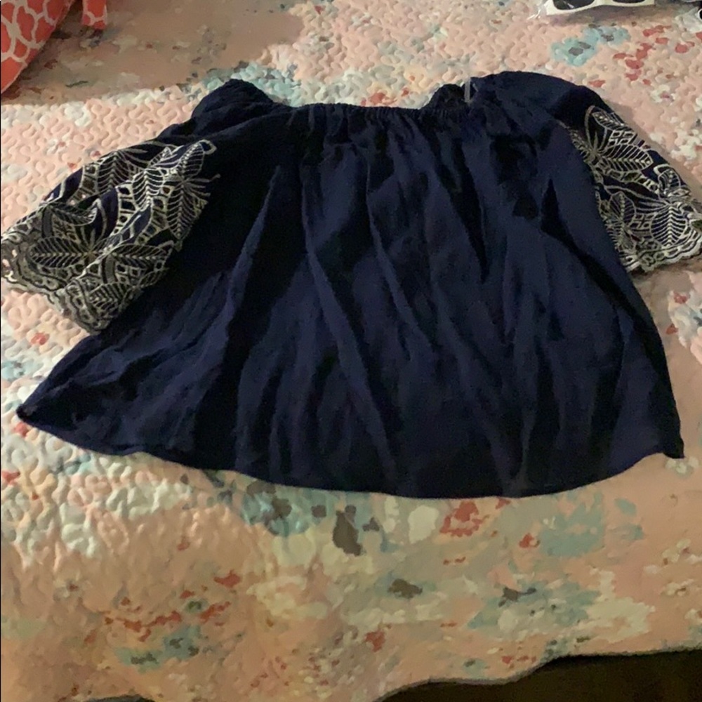 Off the shoulder navy blue top